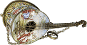 Clock in the shape of a mandolin