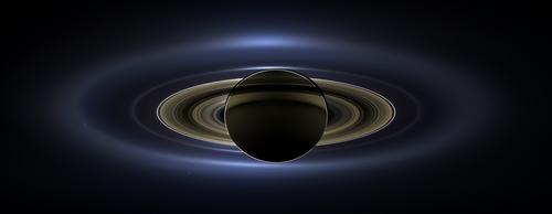 Cassini probe photo of the real "black saturn", Courtesy NASA/JPL-Caltech.
