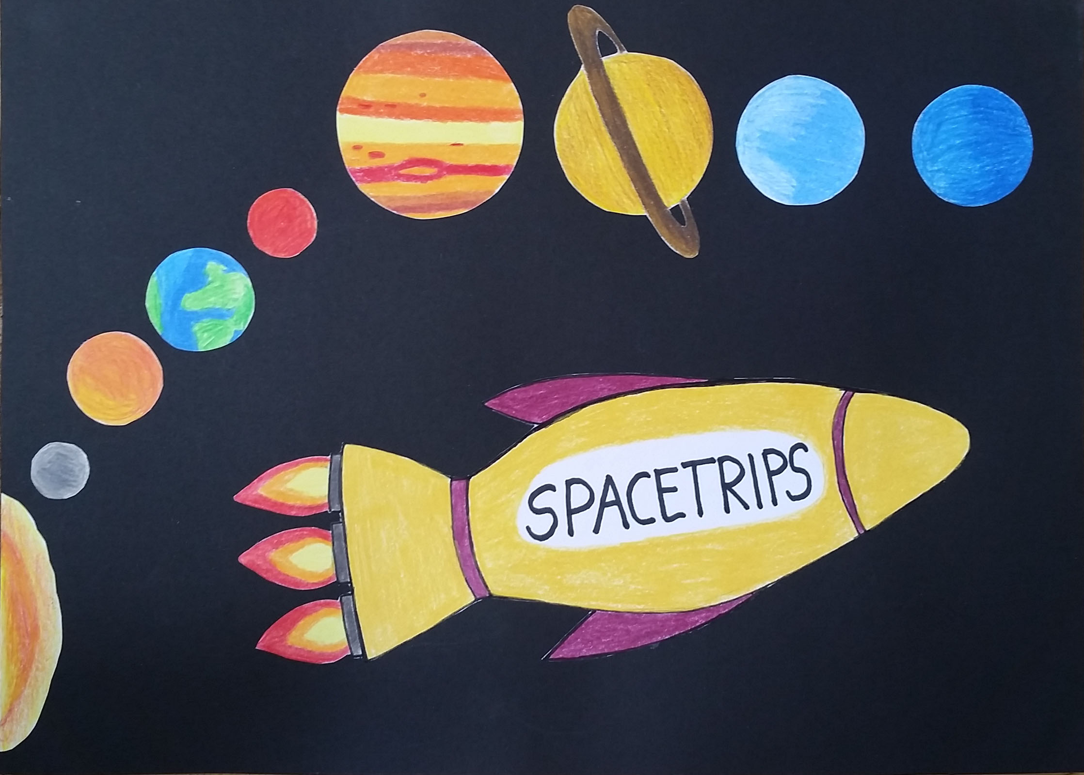 Spacetrips Rakete und Planeten