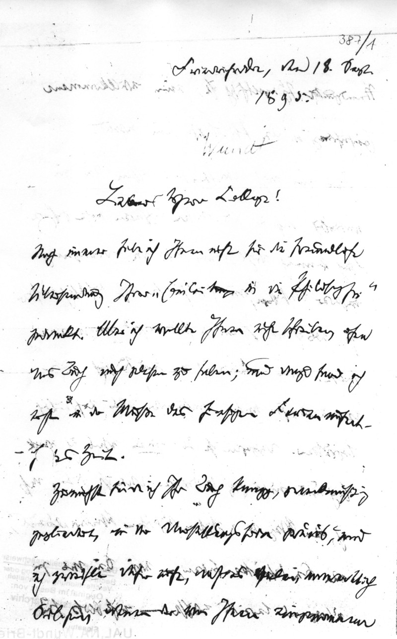 Brief an O. Külpe, 1895, Seite 1